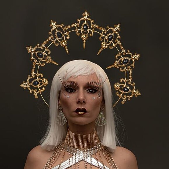 Vintage Baroque Halo Crown Headpiece Elegant Gothic Lolita Wedding Costume main image 7